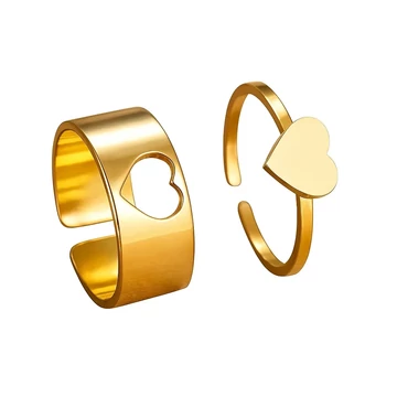 Acél páros gyűrű szívek