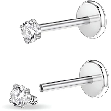 Csavaros acél strasszköves orr piercing/fülbevaló