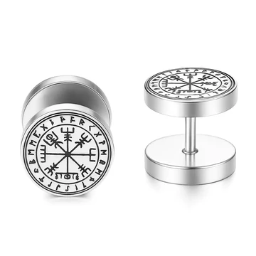 Acél viking fülbevaló Vegvísir iránytű