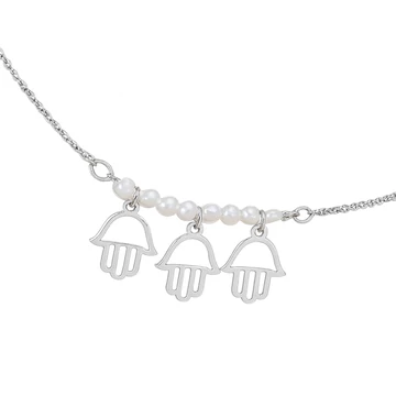 Acél három hamsza medálos bokalánc