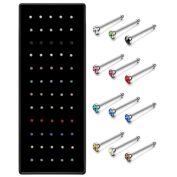 40 db-os 316L orvosi acél orr piercing hosszúkás színes