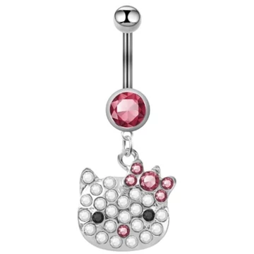 Acél Hello Kitty köldök piercing