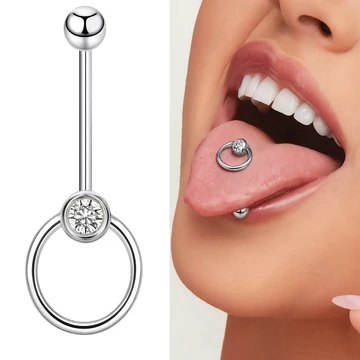 Acél strasszköves nyelv piercing