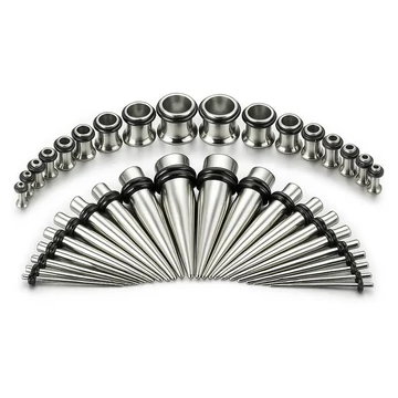 18 db-os acél fültágító készlet