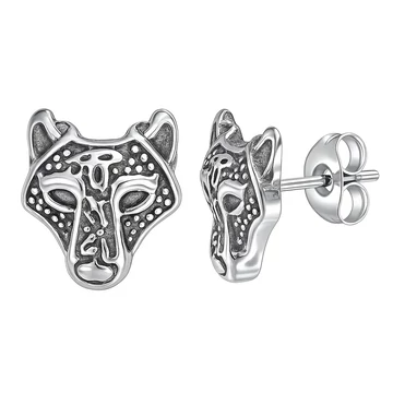 Acél viking farkas fülbevaló