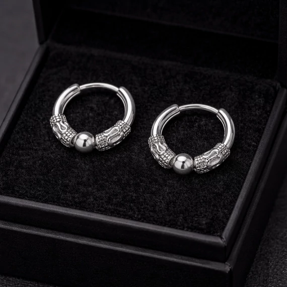 Acél tribal férfi fülbevaló