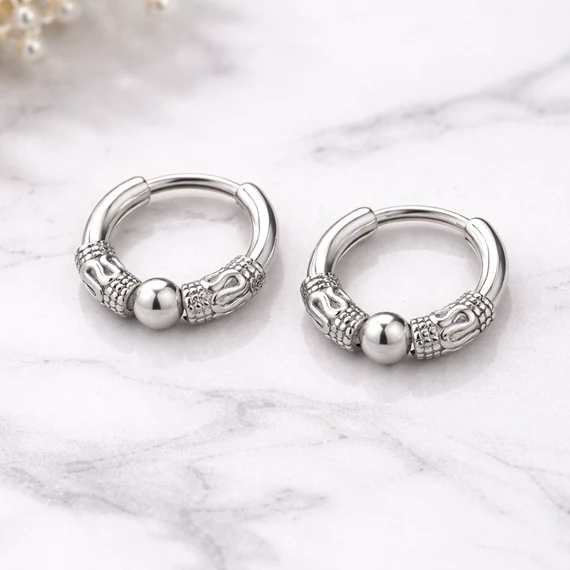 Acél tribal férfi fülbevaló