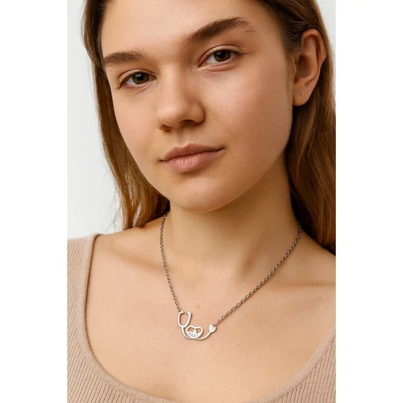 Acél sztetoszkóp nyaklánc modellen