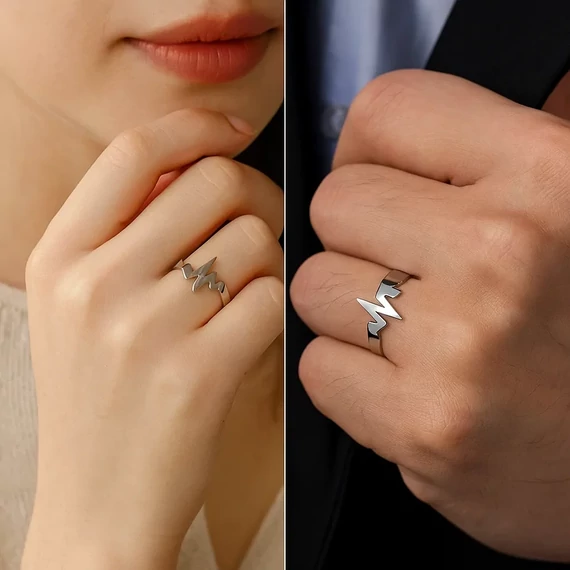 Acél villámos gyűrű ujjon