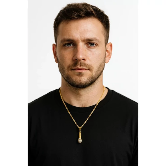 Acél mikrofon nyaklánc nyakban