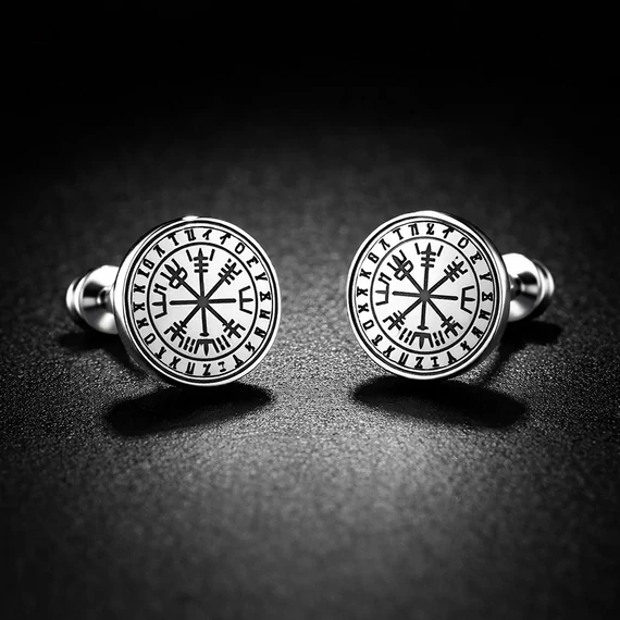 Acél viking fülbevaló Vegvísir iránytű