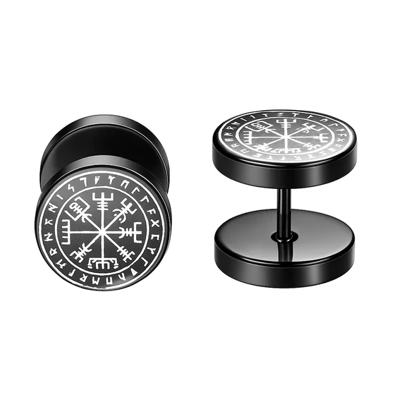 Acél viking fülbevaló Vegvísir iránytű