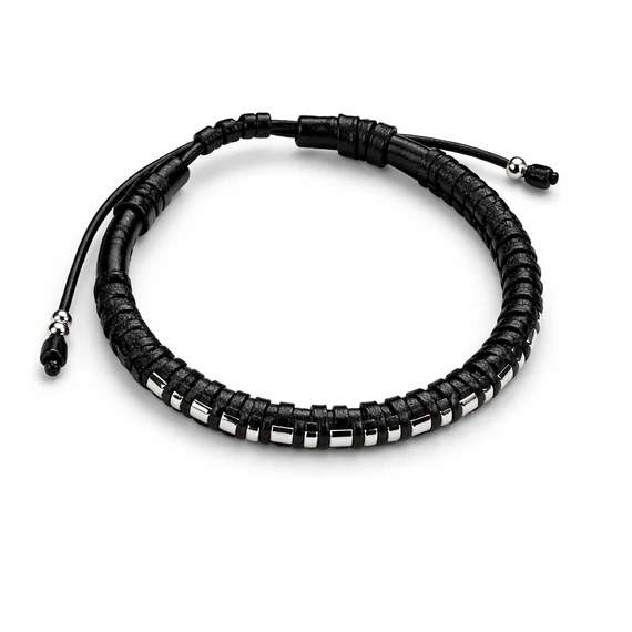 Morze acél-bőr szeretlek férfi karkötő