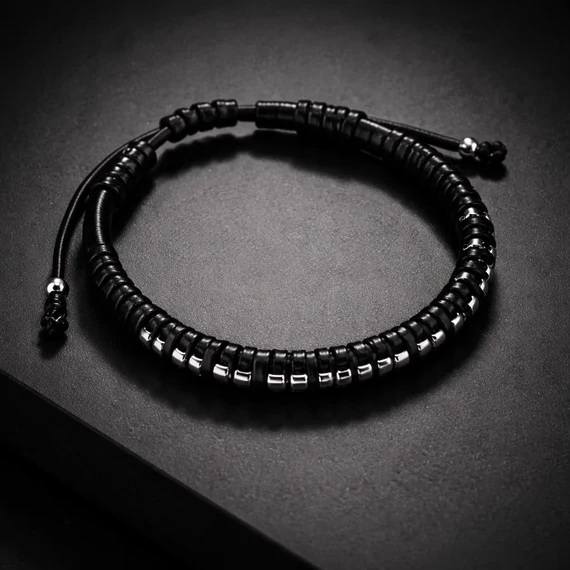 Morze acél-bőr szeretlek férfi karkötő