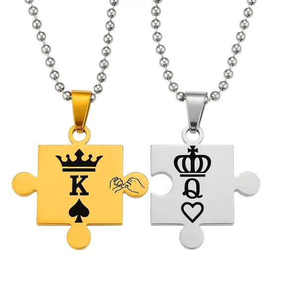 Acél páros nyaklánc "King-Queen"