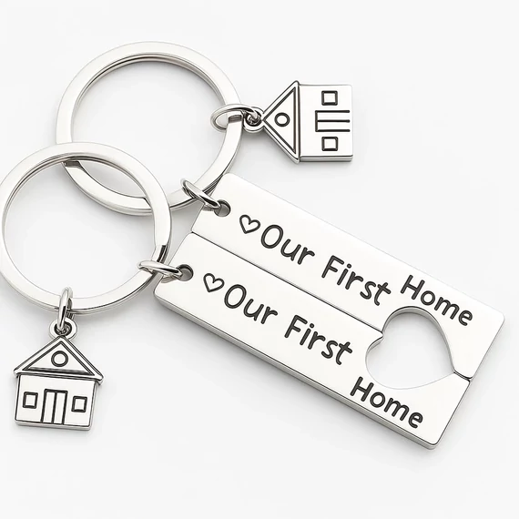 Első közös otthonunk acél páros kulcstartó
