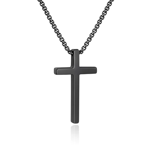 Fekete acél kereszt nyaklánc