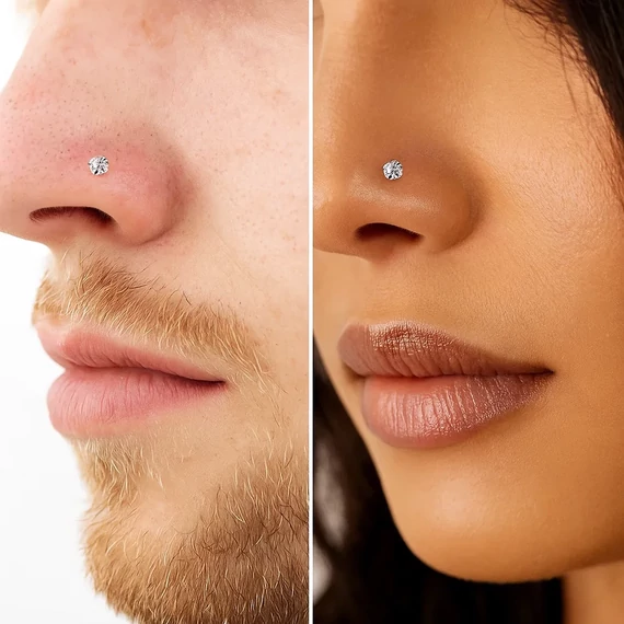 Cirkon köves acél orr piercing szett orrban