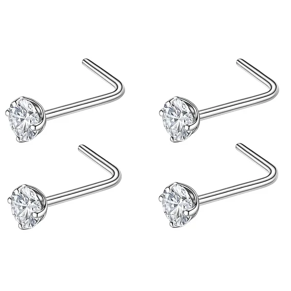 Cirkon köves acél orr piercing szett