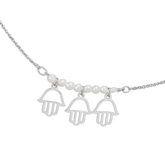 Acél három hamsza medálos bokalánc