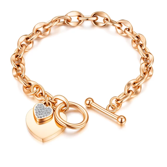 Acél dupla szíves karkötő