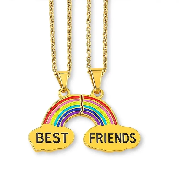 Acél szivárványos páros barátság nyaklánc