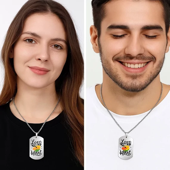 Acél "Love Who You Want" nyaklánc nyakban