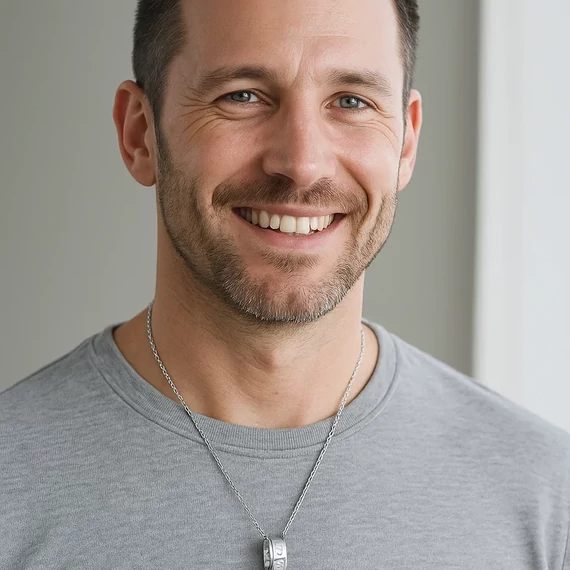 Acél apa gyűrűs nyaklánc nyakban