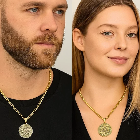 Acél "A Hét Arkangyal" nyaklánc nyakban