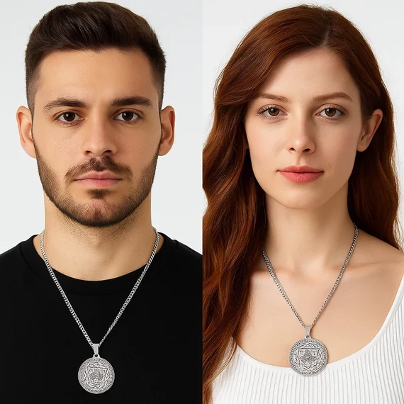 Acél "A Hét Arkangyal" nyaklánc nyakban