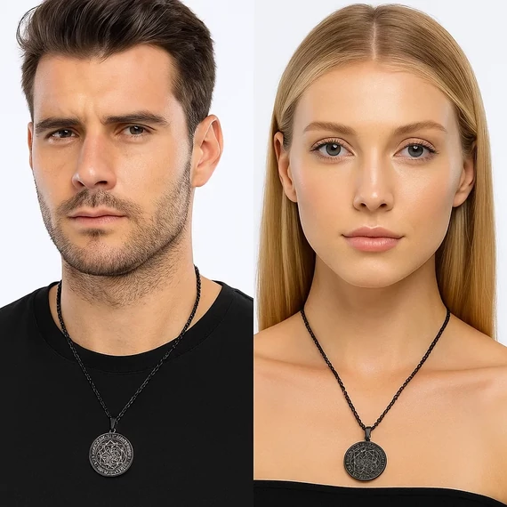 Acél "A Hét Arkangyal" nyaklánc nyakban