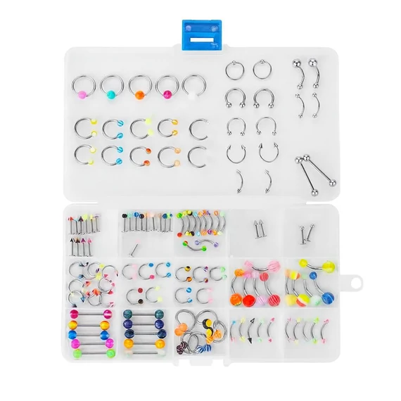 120 darabos acél piercing készlet