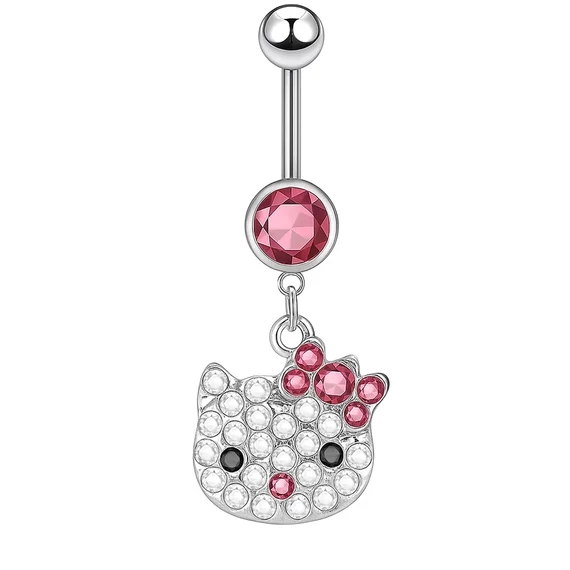 Acél Hello Kitty köldök piercing
