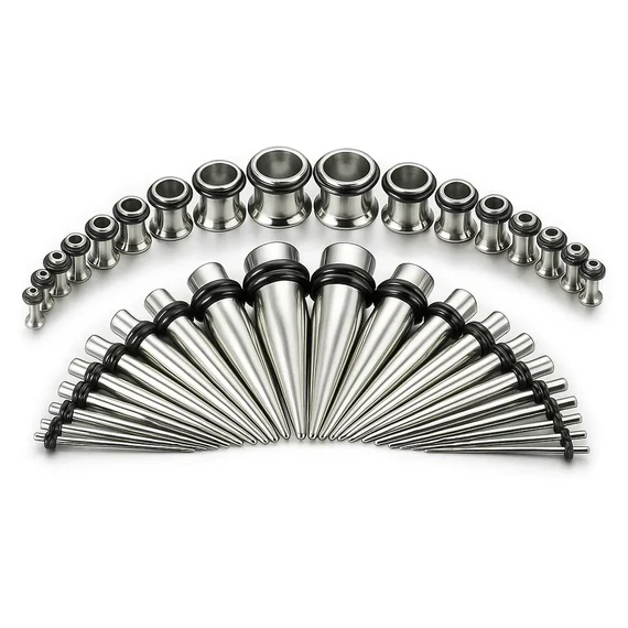 18 db-os acél fültágító készlet