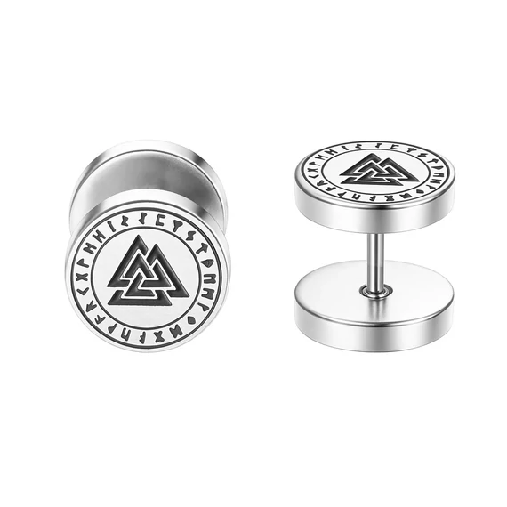 Acél viking fülbevaló Valknut