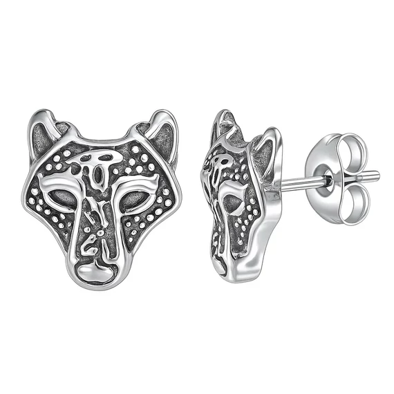 Acél viking farkas fülbevaló